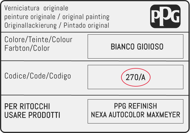 Color Code Example For Fiat