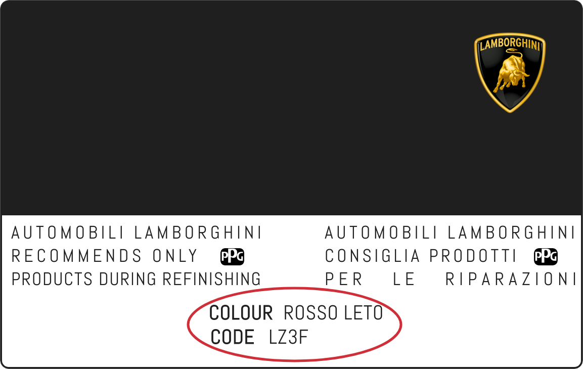 Color Code Example For Lamborghini
