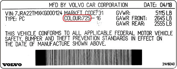 Color Code Example For Volvo